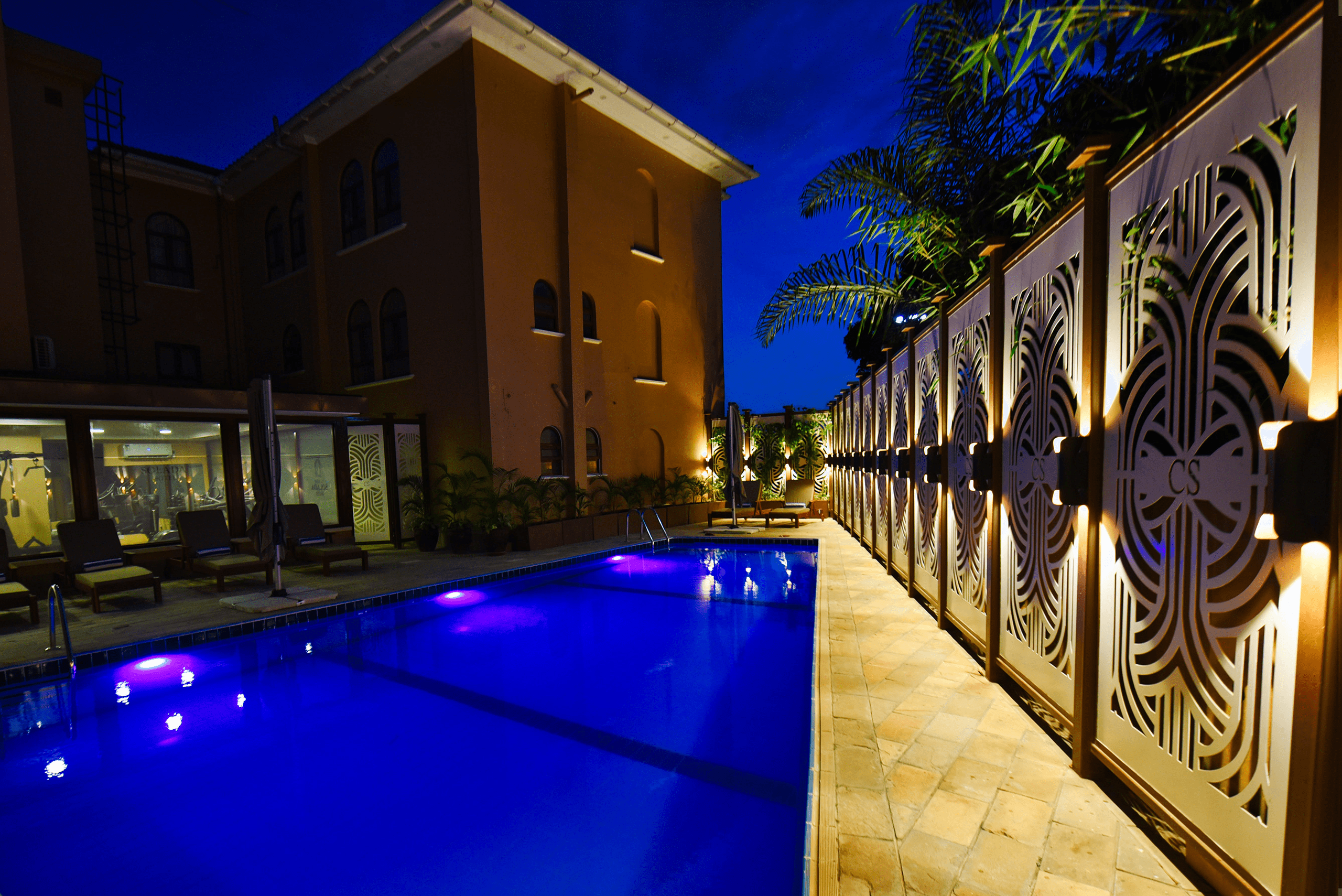Hotel gym and pool in Kampala